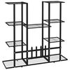 vidaXL Flower Stand Black Iron Standard Flower Stand Rectangular