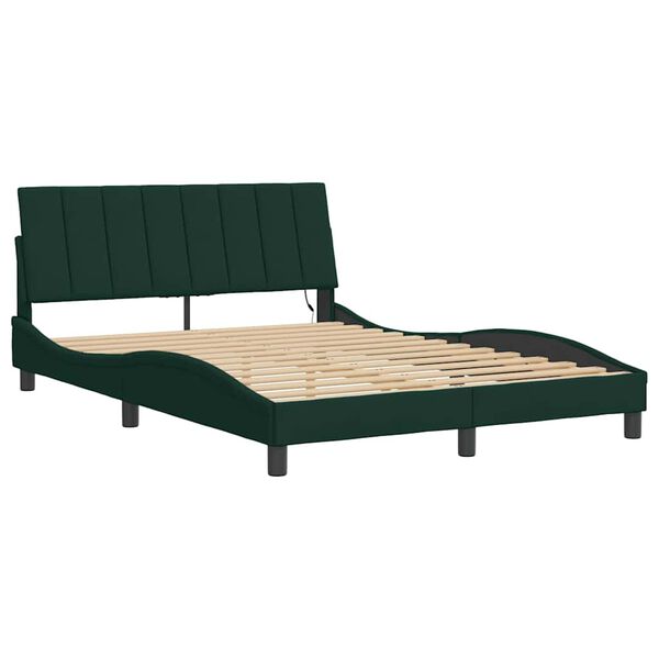 vidaXL Bed Frame Dark Green Velvet 55.1 x 74.8 in, Double Bed Frame