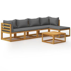 vidaXL Garden Lounge Set Dark grey Solid acacia wood, 100% polyester