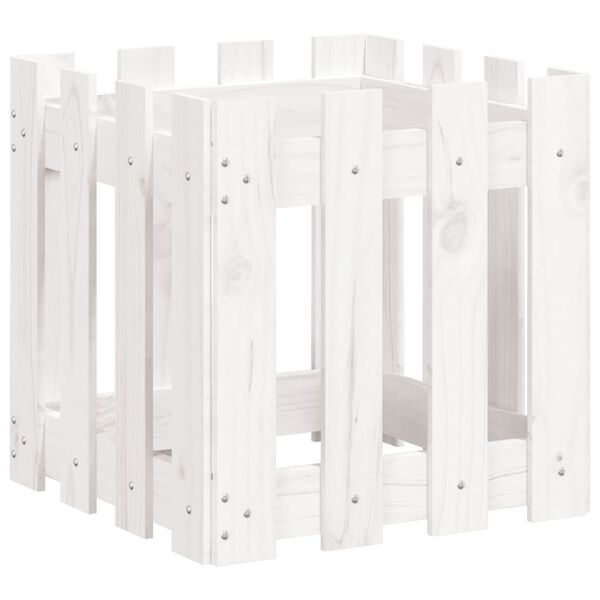 vidaXL Garden Planter White Solid pine wood 15.7 x 15.7 x 15.7 in
