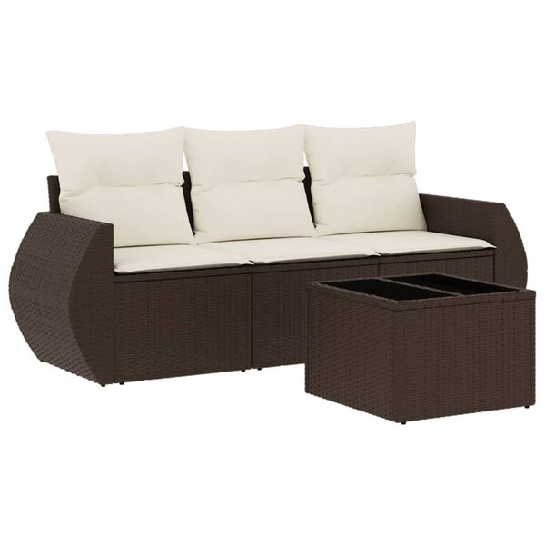 vidaXL Garden Sofa Set Brown, Cream White