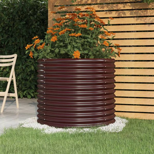 vidaXL Garden Planter Brown Powder-coated steel Medium Garden Planter