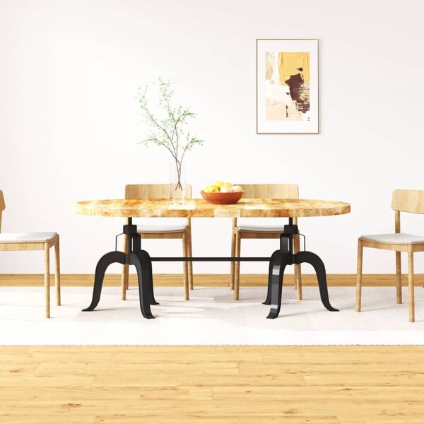 vidaXL Dining Table Natural Mango Wood Solid Mango Wood, Steel