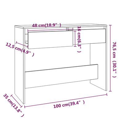 vidaXL Console Table Brown Oak 39.4"x13.8"x30.1" Engineered Wood