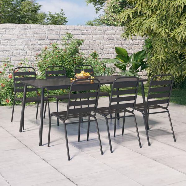 vidaXL Garden Dining Set Anthracite Steel Medium Stackable