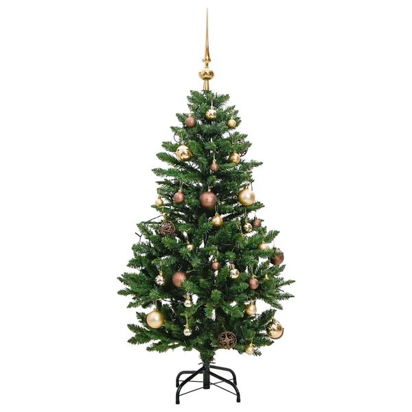 vidaXL Artificial Hinged Christmas Tree 150 LEDs & Ball Set 59.1"