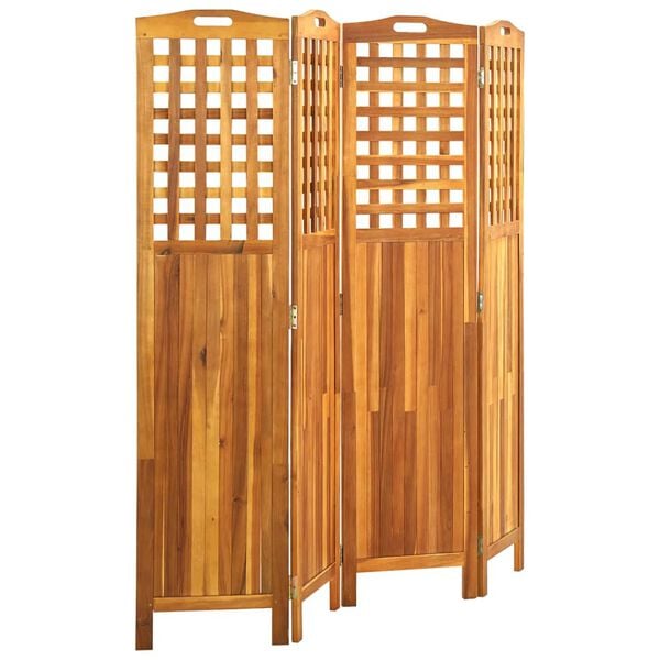 vidaXL 4-Panel Room Divider 63.4"x0.8"x66.9" Solid Acacia Wood