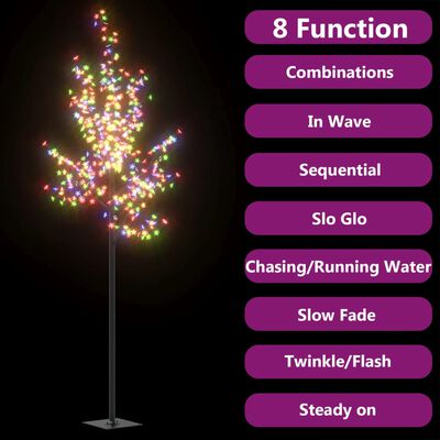 vidaXL Christmas Tree 220 LEDs Colorful Light Cherry Blossom 7 ft