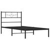 vidaXL Bed Frame Black Powder-Coated Steel Twin Bed Frame Rectangular