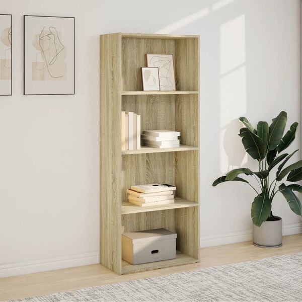 vidaXL Bookcase Sonoma oak Engineered wood Medium Bookcase Rectangular