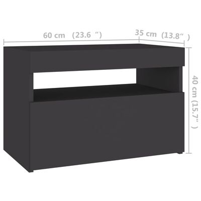 vidaXL TV Cabinets with LED Lights 2 pcs Gray 23.6"x13.8"x15.7"
