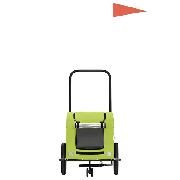 vidaXL Pet Bike Trailer Green Oxford Fabric, Iron, PVC Small Collapsible