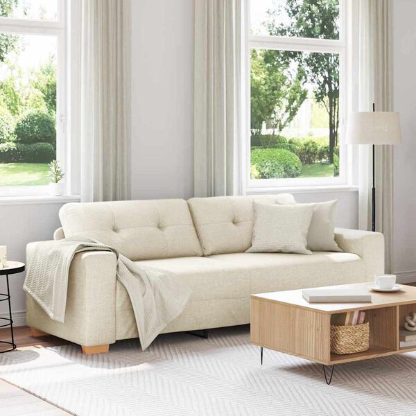vidaXL Sofa Beige 87.01 x 30.71 x 31.50 in Linen-blend Fabric