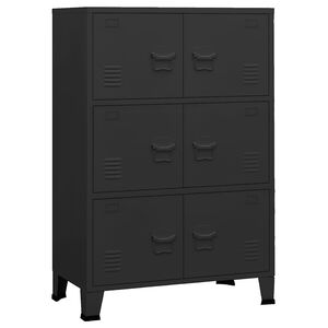vidaXL Storage Chest Black Metal 45.3 in Height Storage Chest