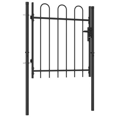 vidaXL Fence Gate Single Door with Arched Top Steel 39.4"x39.4" Black