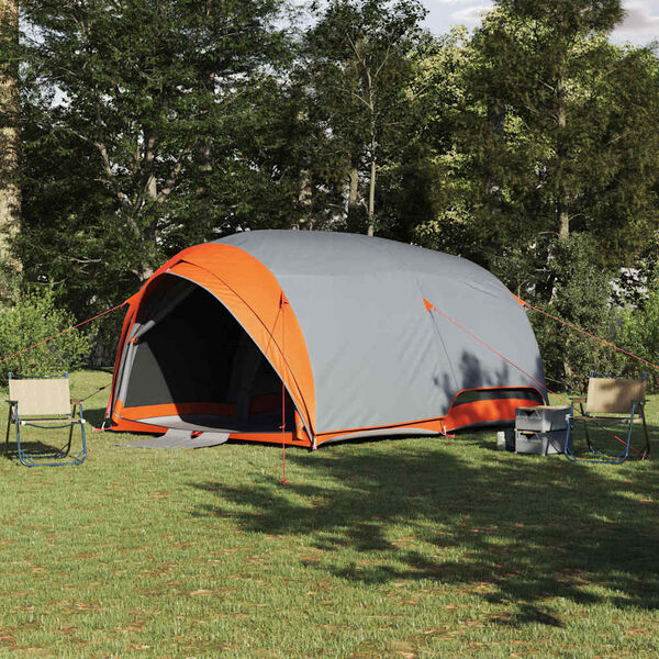 vidaXL Tunnel tent Grey and Orange 161.42 x 112.20 x 77.95 in Taffeta