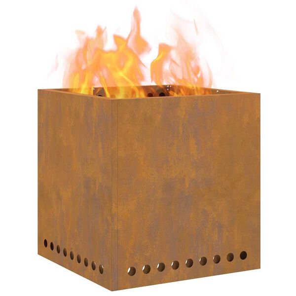 vidaXL Smokeless Fire Pit Brown 18.90 x 18.90 x 19.69 in Steel