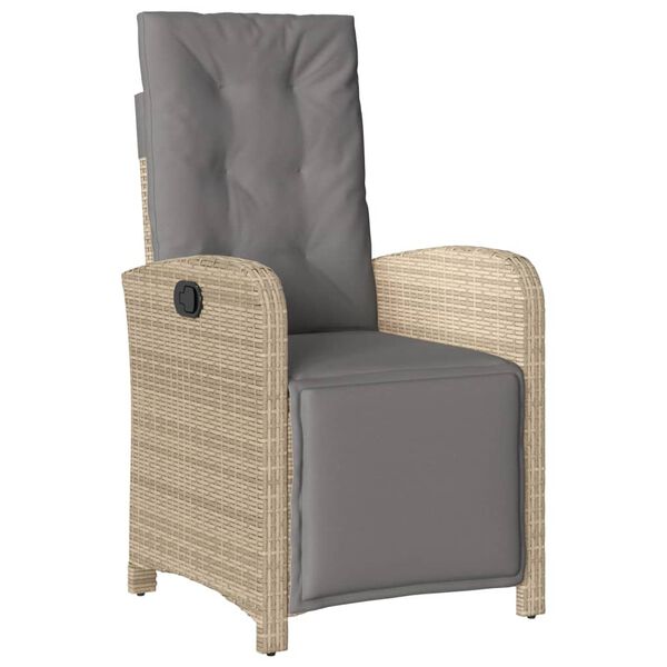 vidaXL Reclining Patio Chair with Footrest Mix Beige Poly Rattan