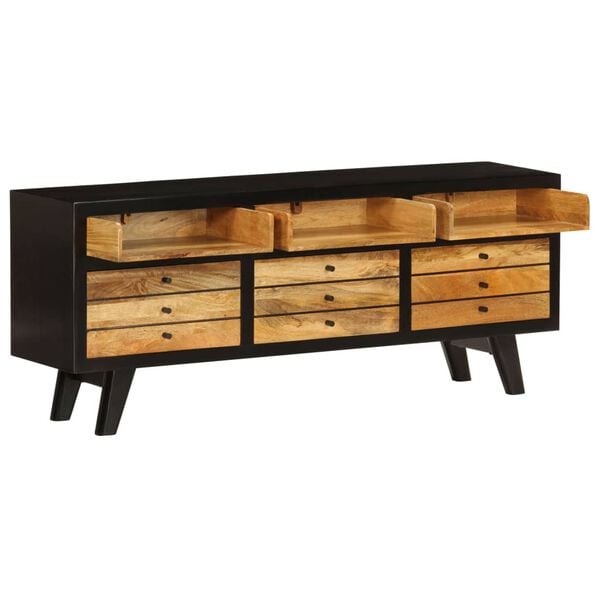 vidaXL TV Stand Black and brown Solid mango wood Medium TV Stand