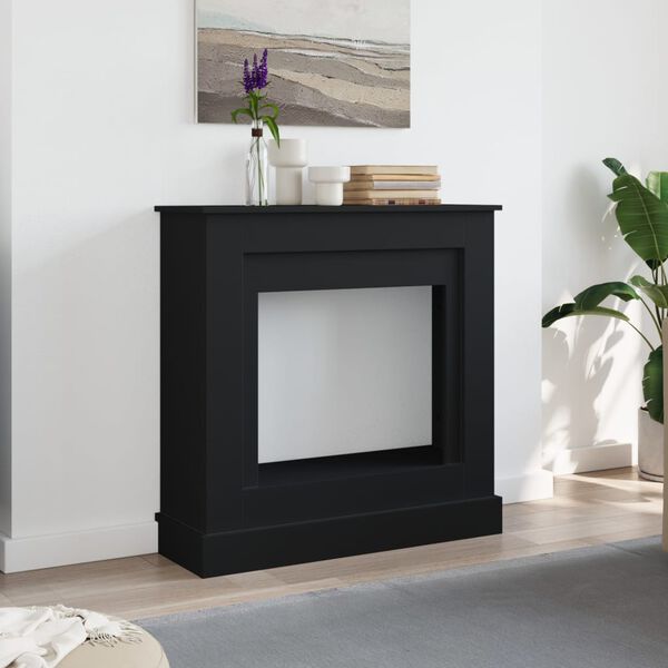 vidaXL Fireplace Surround Black 35.4x11.8x35.4" Engineered Wood