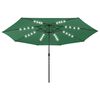 vidaXL Garden Parasol with LED Lights and Metal Pole 157.5" Green