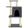 vidaXL Cat Tree Dark Grey Engineered Wood, Plush, Sisal 38.2 in Durable