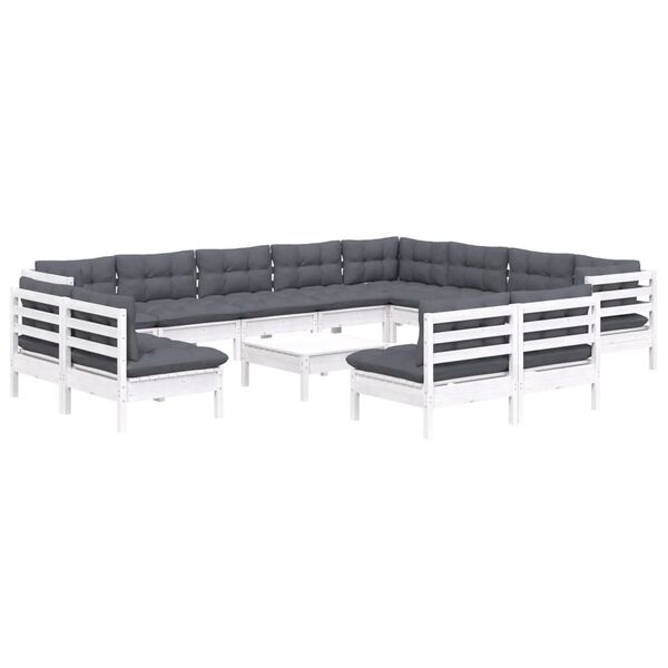 vidaXL Garden Lounge Set White, Anthracite