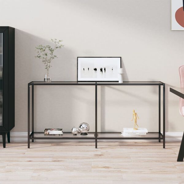 vidaXL Console Table See-through Tempered glass, powder-coated steel Large