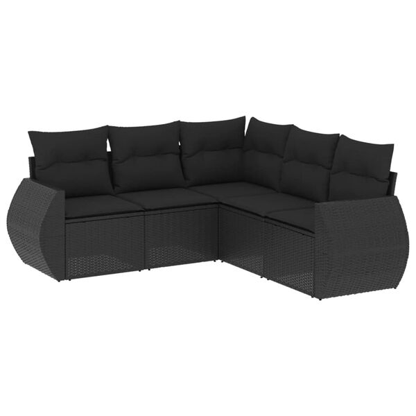 vidaXL Garden Sofa Set Black PE rattan Modular UV-resistant materials