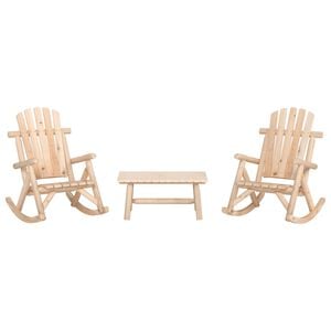 vidaXL 3 Piece Patio Lounge Set Solid Wood Spruce