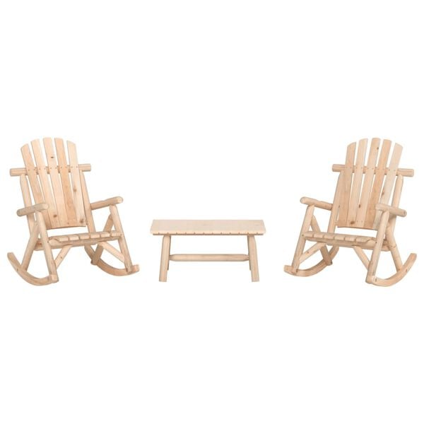 vidaXL 3 Piece Patio Lounge Set Solid Wood Spruce