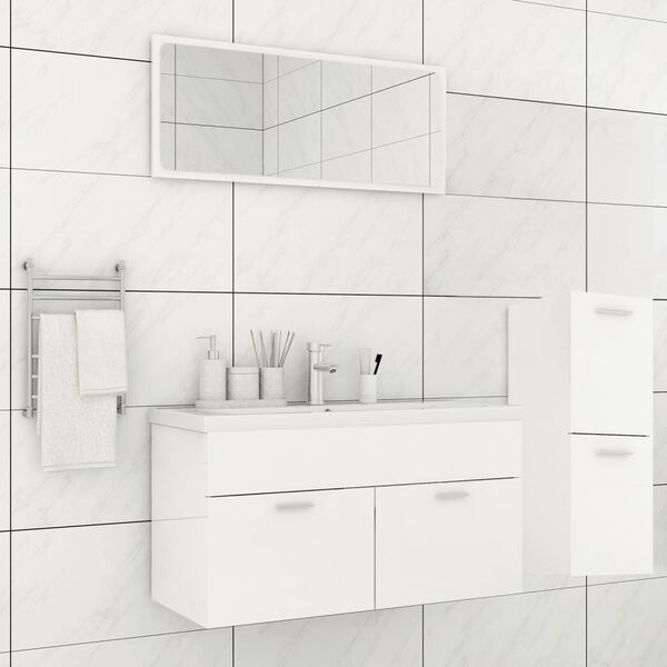 vidaXL Bathroom Furniture Set High gloss white Engineered wood Standard