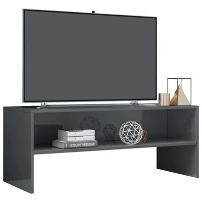 vidaXL TV Cabinet High Gloss Gray 39.4"x15.7"x15.7" Chipboard