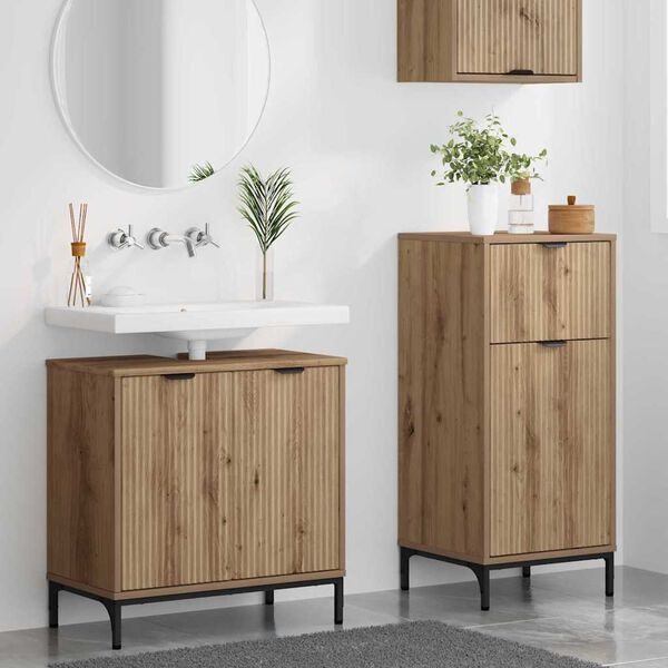 vidaXL Bathroom Furniture Set 2 pcs artisan oak Engineered wood