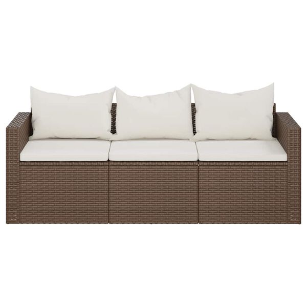 vidaXL 3-seater Patio Sofa Brown PE Rattan 3-Seater Modular