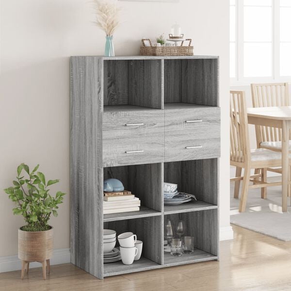 vidaXL Highboard Grey Sonoma Engineered Wood 31.5 x 16.7 x 48.8 in
