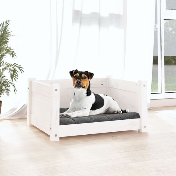 vidaXL Dog Bed White Solid pine wood 21.9 x 17.9 x 11.0 in