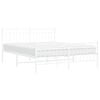 vidaXL Bed Frame White Powder-Coated Steel King Size Bed Frame