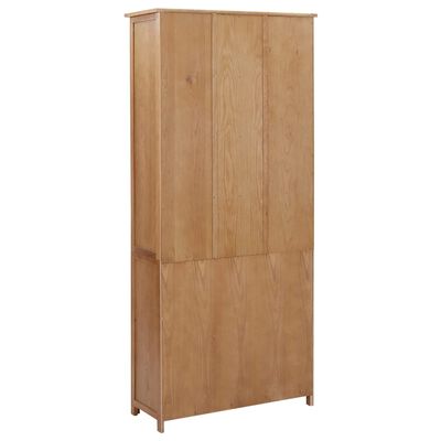 vidaXL Bookcase with 2 Doors 35.4"x11.8"x78.7" Solid Oak Wood