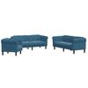 vidaXL Sofa Set Blue Velvet, plywood, solid wood 3 Piece Set Durable