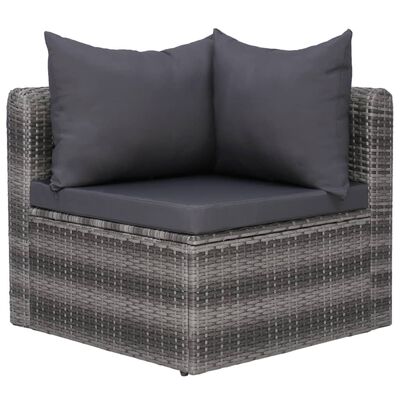 vidaXL 6 Piece Patio Sofa Set with Cushions & Pillows Poly Rattan Gray