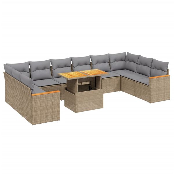 vidaXL Garden Sofa Set Beige, Light Grey