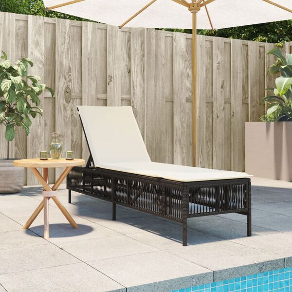 vidaXL Sun Lounger Brown PE rattan