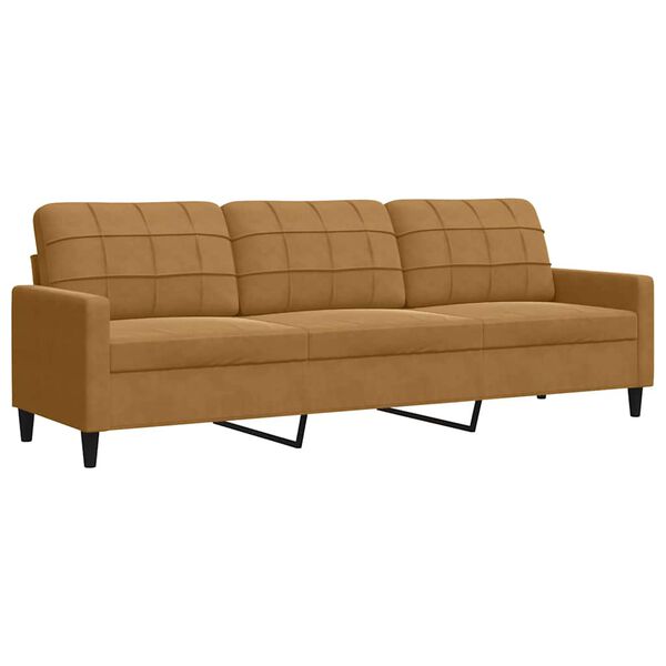 vidaXL 3-seater Sofa Brown Velvet fabric, metal, plywood, textilene