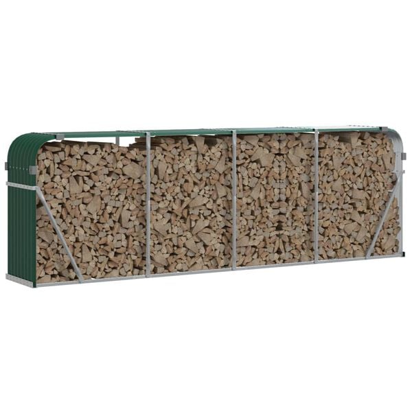 vidaXL Log Holder Green 118.1x17.7x39.4" Galvanised Steel