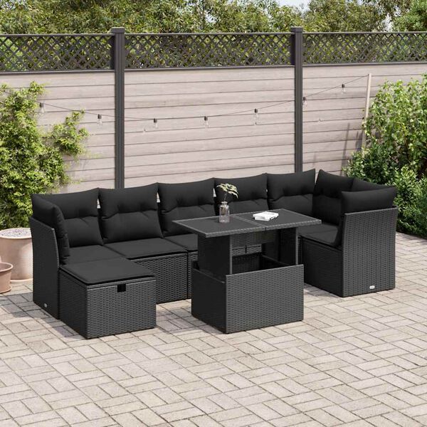 vidaXL Garden Sofa Set Black