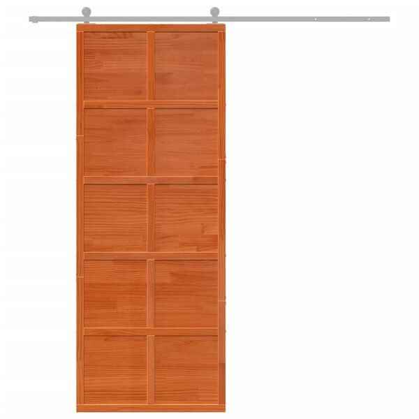 vidaXL Barn Door Wax Brown 31.5x81.9" Solid Wood Pine