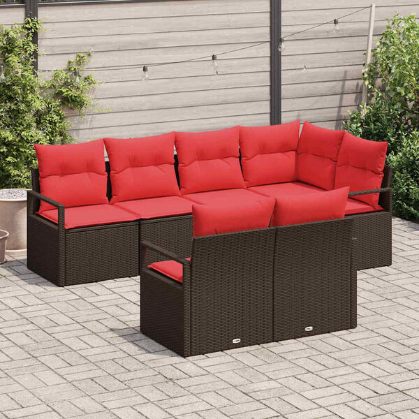 vidaXL Sofa Set 7 pcs Brown Poly Rattan