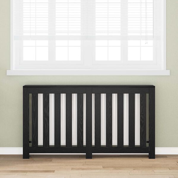 vidaXL Radiator Cover Black Oak 58.66 x 7.87 x 32.28 in