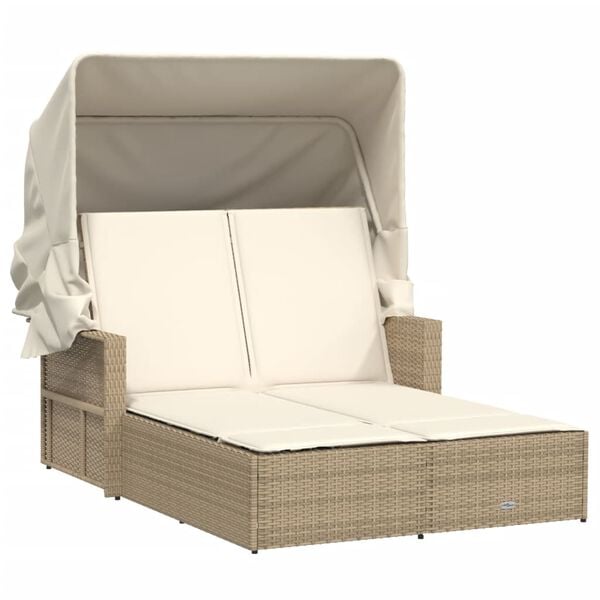 vidaXL Double Sun Lounger Beige, Cream White